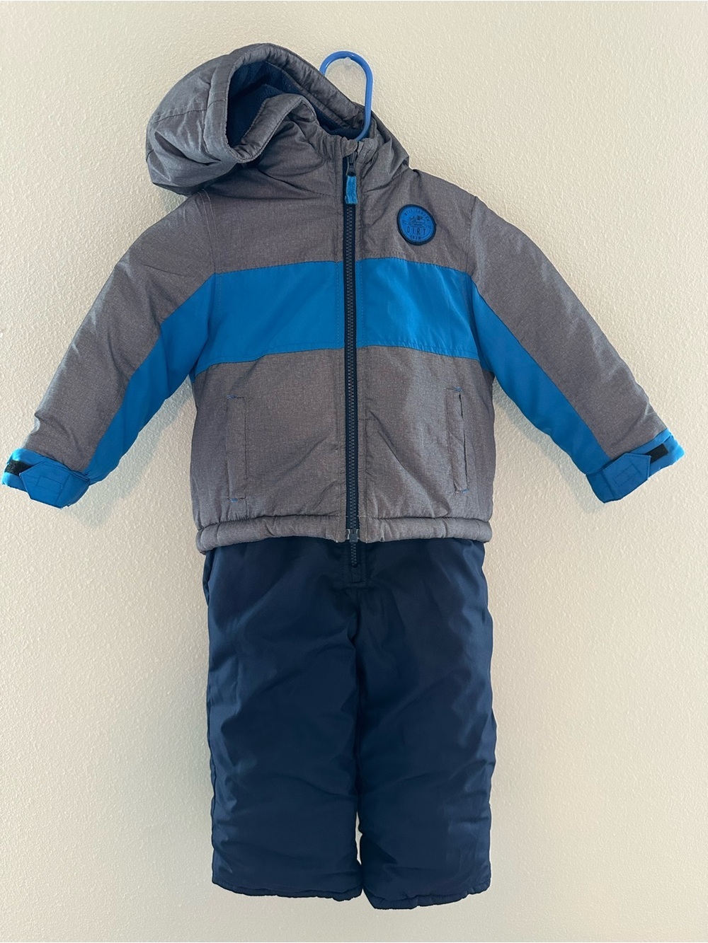 Kids' Hooded Puffer Jacket and Snow Pants in Gray and Blue